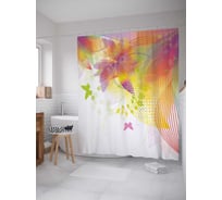 Штора (занавеска) для ванной JoyArty "Цветочный фонтан" из сатена, 180х200 см с крючками, sc_2663