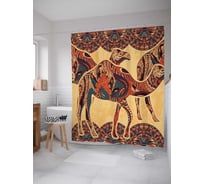 Штора (занавеска) для ванной JoyArty "Верблюжий караван" из сатена, 180х200 см с крючками, sc_26264