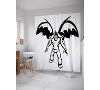 Штора (занавеска) для ванной JoyArty "Крылатый киборг" из сатена, 180х200 см с крючками, sc_23745