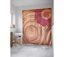 Штора (занавеска) для ванной JoyArty "Цветок на пне" из сатена, 180х200 см с крючками, sc_20961
