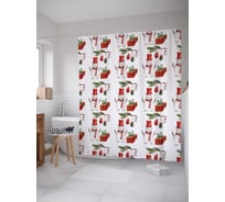 Штора (занавеска) для ванной JoyArty "Зимние радости" из сатена, 180х200 см с крючками, sc_20321