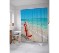 Штора (занавеска) для ванной JoyArty "Загарающий снеговик" из сатена, 180х200 см с крючками, sc_21439