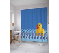 Штора (занавеска) для ванной JoyArty "Утенок покоряет волны" из сатена, 180х200 см с крючками, sc_23372