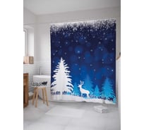 Штора (занавеска) для ванной JoyArty "Снежная ель" из сатена, 180х200 см с крючками, sc_21423