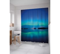 Штора (занавеска) для ванной JoyArty "Северное сияние на фоне озера" из сатена, 180х200 см с крючками, sc_29283