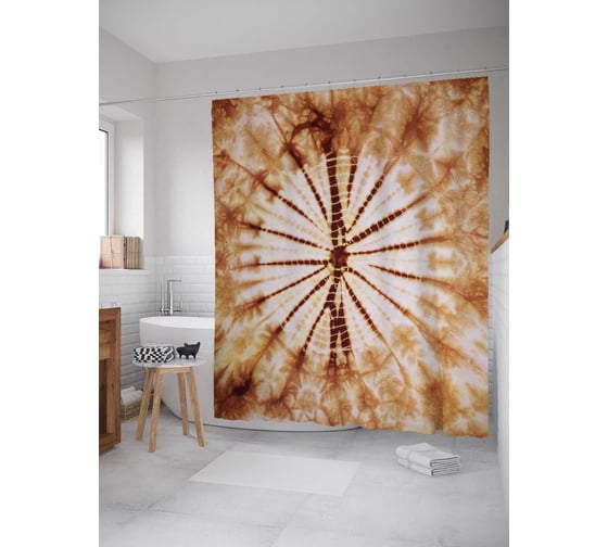 Штора (занавеска) для ванной JoyArty "Дивный фантазер" из сатена, 180х200 см с крючками, sc_20333 1