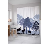 Штора (занавеска) для ванной JoyArty "Лесные лоси" из сатена, 180х200 см с крючками, sc_22288