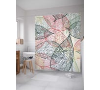 Штора (занавеска) для ванной JoyArty "Скрытый за листьями" из сатена, 180х200 см с крючками, sc_2942