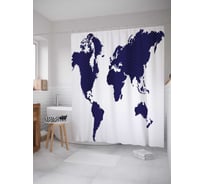 Штора (занавеска) для ванной JoyArty "Континенты в миниатюре" из сатена, 180х200 см с крючками, sc_23151