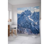 Штора (занавеска) для ванной JoyArty "Непроходимая гора" из сатена, 180х200 см с крючками, sc_20417