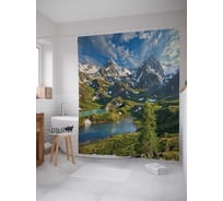 Штора (занавеска) для ванной JoyArty "Горная природа" из сатена, 180х200 см с крючками, sc_20413