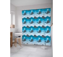 Штора (занавеска) для ванной JoyArty "Устремленные киты" из сатена, 180х200 см с крючками, sc_23190