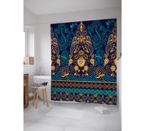 Штора (занавеска) для ванной JoyArty "Цветочное золото" из сатена, 180х200 см с крючками, sc_23220