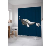 Штора (занавеска) для ванной JoyArty "Кит-джентльмен" из сатена, 180х200 см с крючками, sc_23183