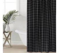 Штора для ванной Этель Клетка, чёрный, 180x180 см, полиэстер 10516167