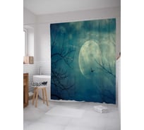 Штора (занавеска) для ванной JoyArty "Лунная ночь" из сатена, 180х200 см с крючками, sc_22076