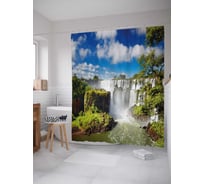 Штора (занавеска) для ванной JoyArty "Чудо-водопад" из сатена, 180х200 см с крючками, sc_21518