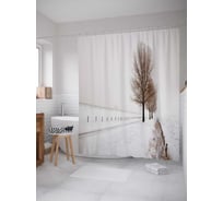 Штора (занавеска) для ванной JoyArty "Снежные поля" из сатена, 180х200 см с крючками, sc_21625