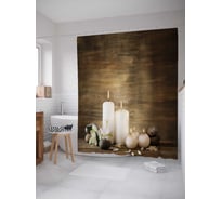 Штора (занавеска) для ванной JoyArty "Белые свечи" из сатена, 180х200 см с крючками, sc_21867