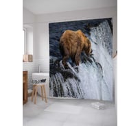 Штора (занавеска) для ванной JoyArty "Опытный медведь" из сатена, 180х200 см с крючками, sc_22014