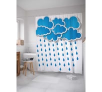 Штора (занавеска) для ванной JoyArty "Дождливые облака" из сатена, 180х200 см с крючками, sc_19796
