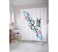 Штора (занавеска) для ванной JoyArty "Лестница для бабочки" из сатена, 180х200 см с крючками, sc_22191