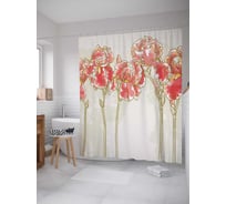 Штора (занавеска) для ванной JoyArty "Цветочная стройность" из сатена, 180х200 см с крючками, sc_28366