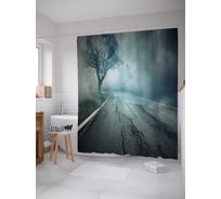 Штора (занавеска) для ванной JoyArty "Туманный поворот" из сатена, 180х200 см с крючками, sc_22097