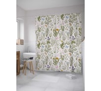 Штора (занавеска) для ванной JoyArty "Полевой гербарий" из сатена, 180х200 см с крючками, sc_27699