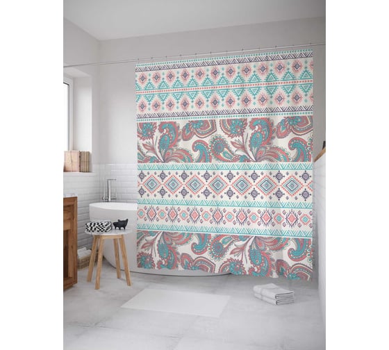 Штора (занавеска) для ванной JoyArty "Цветочные прорези" из сатена, 180х200 см с крючками, sc_26709 1