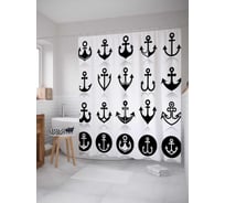 Штора (занавеска) для ванной JoyArty "Стили якорей" из сатена, 180х200 см с крючками, sc_2829