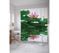 Штора (занавеска) для ванной JoyArty "Водное украшение" из сатена, 180х200 см с крючками, sc_2608