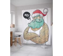Штора (занавеска) для ванной JoyArty "Брутальный санта" из сатена, 180х200 см с крючками, sc_22185
