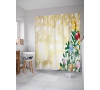 Штора (занавеска) для ванной JoyArty "Новогодние огни" из сатена, 180х200 см с крючками, sc_21515