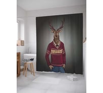 Штора (занавеска) для ванной JoyArty "Культурный олень" из сатена, 180х200 см с крючками, sc_28196