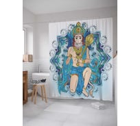 Штора (занавеска) для ванной JoyArty "Мудрый хануман" из сатена, 180х200 см с крючками, sc_28193