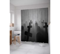Штора (занавеска) для ванной JoyArty "Ночное кладбище" из сатена, 180х200 см с крючками, sc_22096