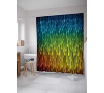 Штора (занавеска) для ванной JoyArty "Светящийся дождь" из сатена, 180х200 см с крючками, sc_19804