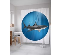 Штора (занавеска) для ванной JoyArty "Морская акула" из сатена, 180х200 см с крючками, sc_19808