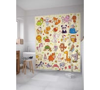 Штора (занавеска) для ванной JoyArty "Серая карта" из сатена, 180х200 см с крючками, sc_29154