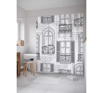 Штора (занавеска) для ванной JoyArty "Угадай окно" из сатена, 180х200 см с крючками, sc_2923