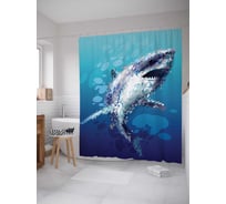 Штора (занавеска) для ванной JoyArty "Морской хищник" из сатена, 180х200 см с крючками, sc_19811