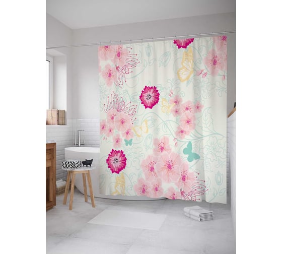 Штора (занавеска) для ванной JoyArty "Мартовский сон" из сатена, 180х200 см с крючками, sc_29263 1