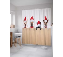 Штора (занавеска) для ванной JoyArty "Веселые собачки" из сатена, 180х200 см с крючками, sc_20309