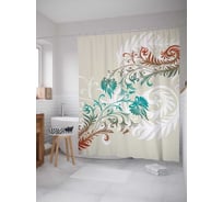 Штора (занавеска) для ванной JoyArty "Дружелюбная природа" из сатена, 180х200 см с крючками, sc_29202