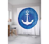 Штора (занавеска) для ванной JoyArty "Круг с якорем" из сатена, 180х200 см с крючками, sc_19738