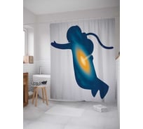 Штора (занавеска) для ванной JoyArty "Фантом космонавта" из сатена, 180х200 см с крючками, sc_19914