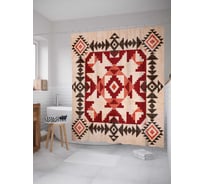 Штора (занавеска) для ванной JoyArty "Ретро узоры с квадратами" из сатена, 180х200 см с крючками, sc_19730