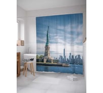 Штора (занавеска) для ванной JoyArty "Статуя Свободы" из сатена, 180х200 см с крючками, sc_20194