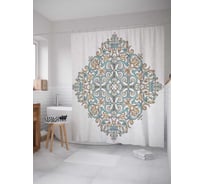 Штора (занавеска) для ванной JoyArty "Фигурные завитки" из сатена, 180х200 см с крючками, sc_19957